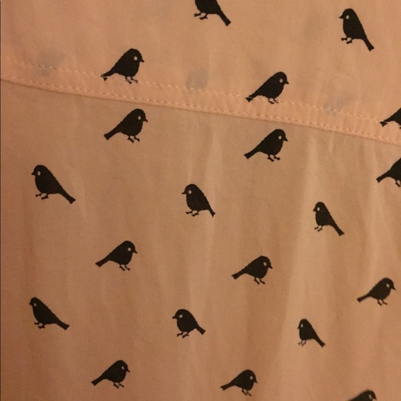Talbots Blush button down top with birds - Picture 3 of 3